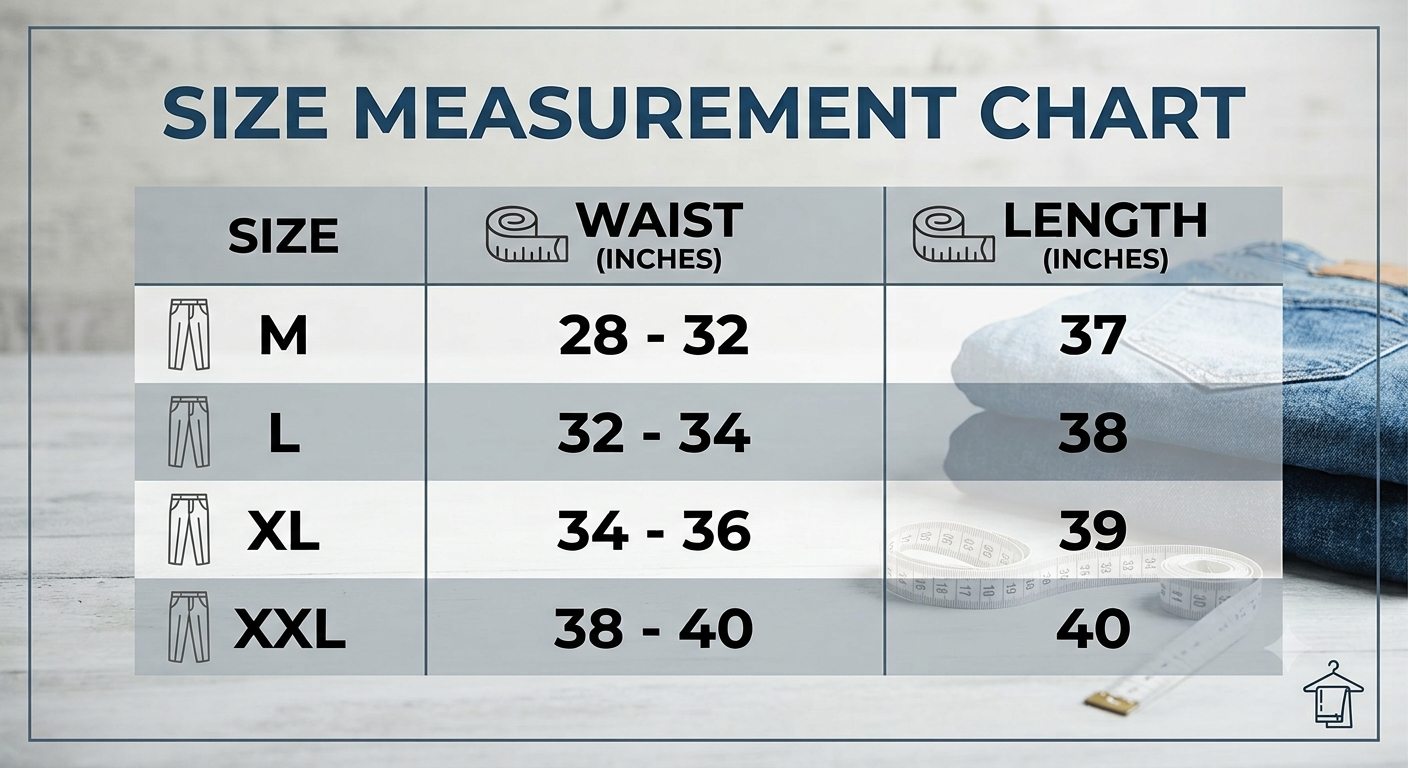Size chart for Russell Trouser White Colour